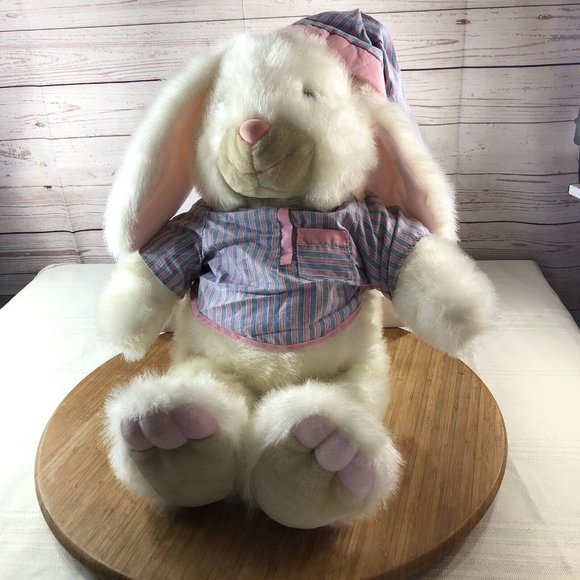 Vintage JC Penny Plush Large 24” White Rabbit Pajama Stuffed Bunny Animal Easter - Picture 12 of 12